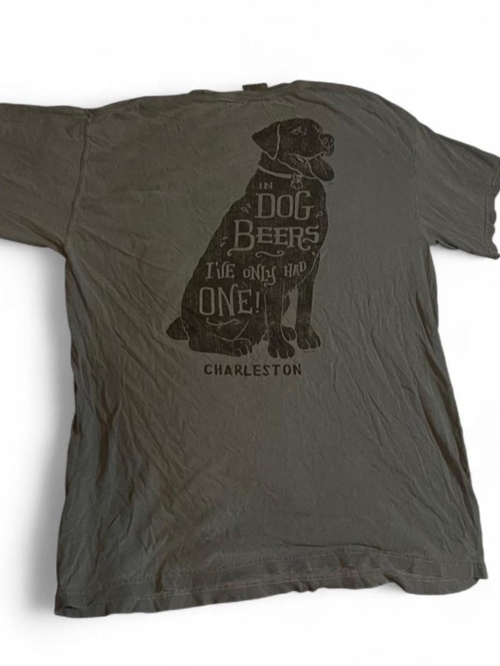 Vintage Charleston SC Dog Beers T-Shirt Large Gray Lab Graphic Funny Humor Tee